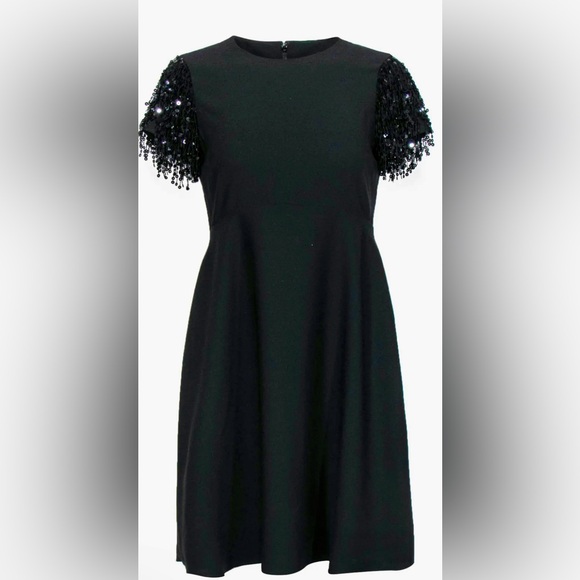 KATE SPADE NWOT Sequin Fringe Black Swing Dress Size 0 - Picture 2 of 15